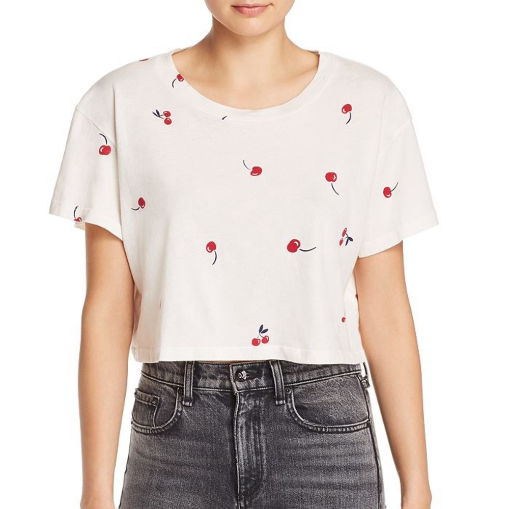 LNA Cherry Cropped Tee Super Soft S White